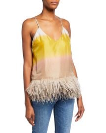 Le Superbe Coppertone Ostrich Feathers Colorblock Cami at Neiman Marcus